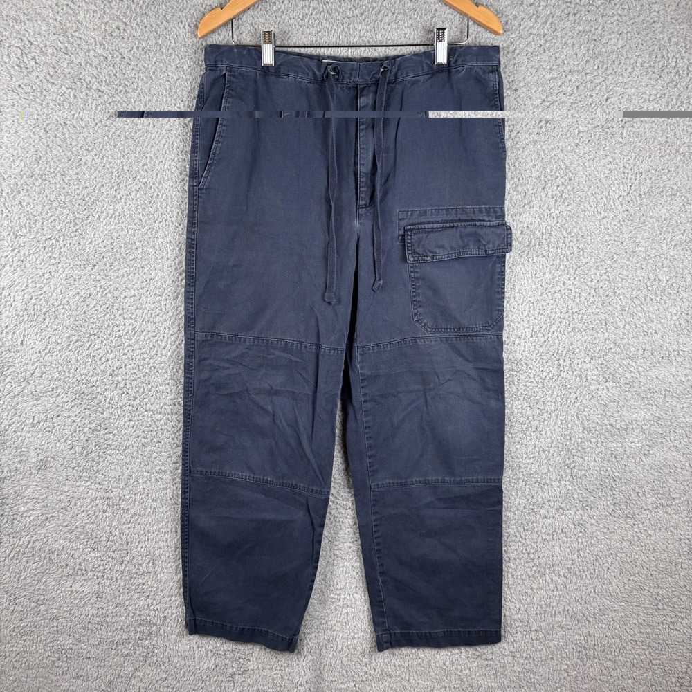 VINTAGE Structure Pants Mens L Blue Drawstring Baggy Cargo Pockets Skater Y2K